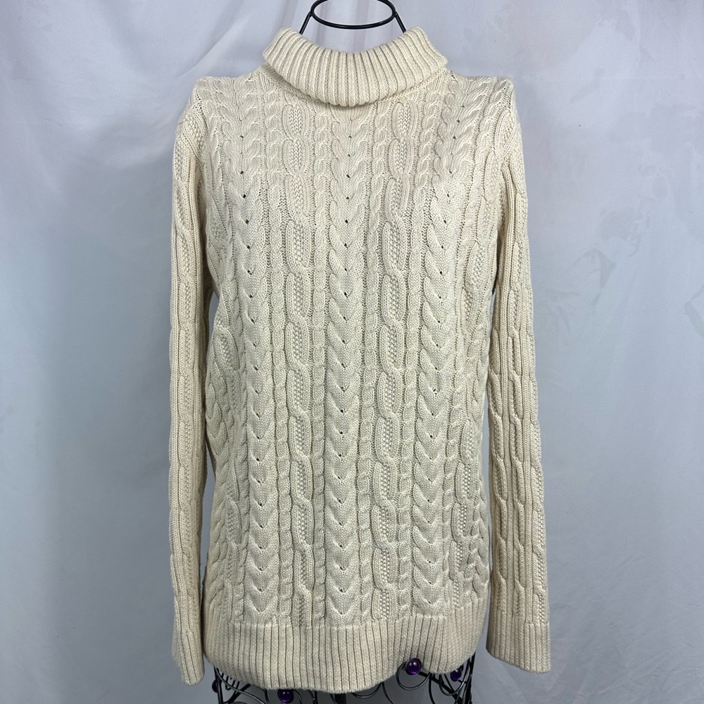 Jeanne Pierre cream turtleneck cable knit sweater size M